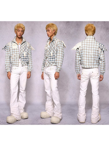 Plaid Patchwork Rhinestone Jacket【s0000019134】