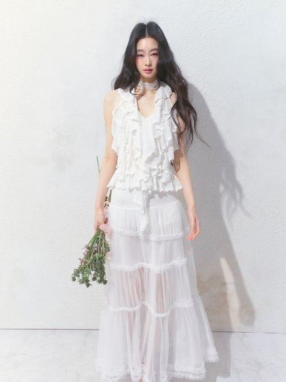 Semi-Sheer Vibe Halter Long Skirt【s0000012158】