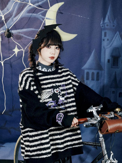 Striped Plush Colorblock Sweatshirt【s0000011560】