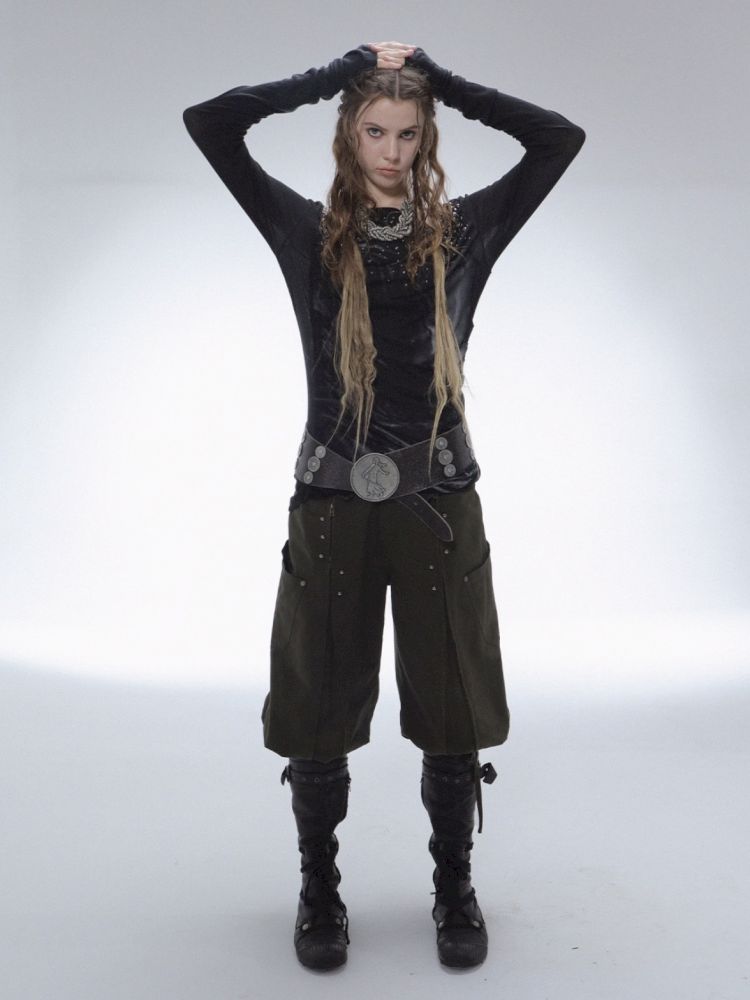 Embellished Vintage Print Base Layer Top【s0000013901】