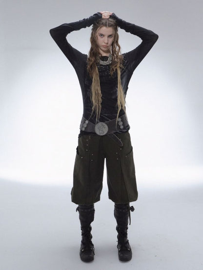 Embellished Vintage Print Base Layer Top【s0000013901】