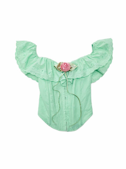 Fishbone Jacquard Rose Corset Top【s0000016907】
