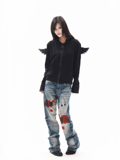 Lightning Pattern Rhinestone Jeans【s0000018314】