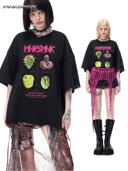 Plant Punk Graphic Loose T-Shirt【s0000017713】