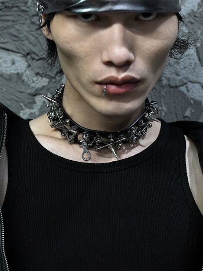 Hardcore Leather Punk Necklace Accessory【s0000018870】