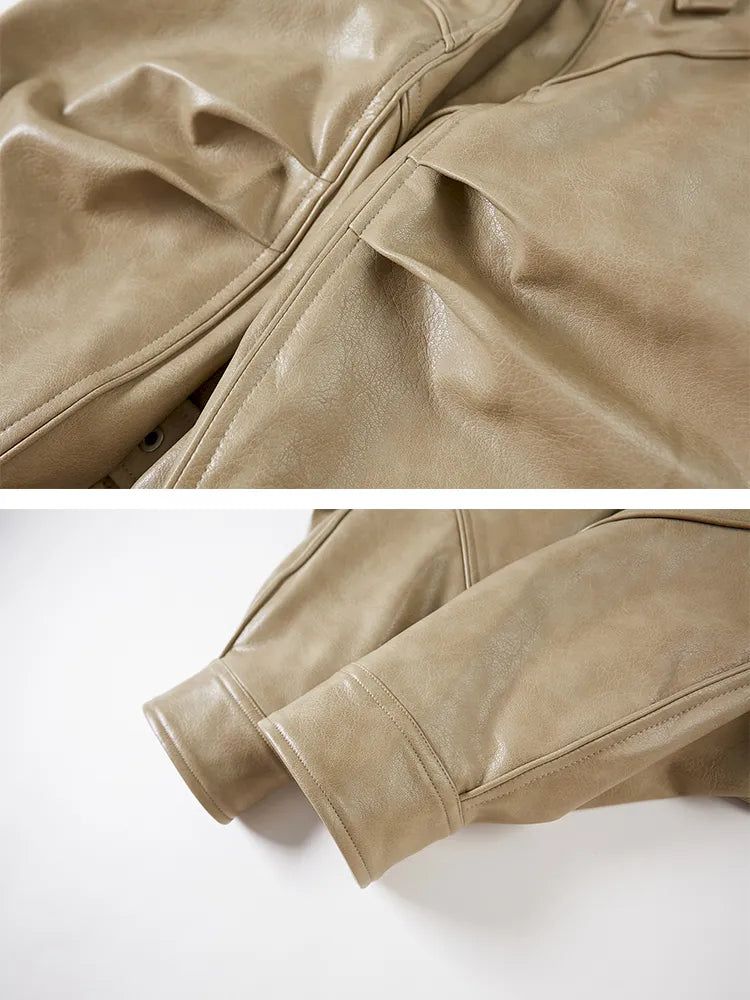 Oversized Short-Length Leather Jacket【s0000014053】