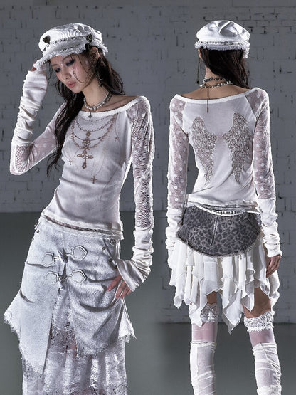 Baroque Wings Embroidered Slim Shirt【s0000015939】