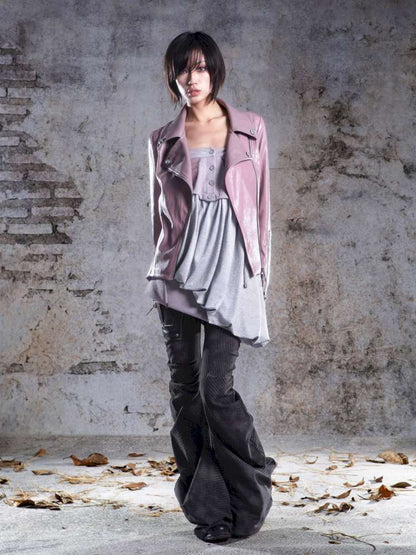 Fur Collar Stylish Slim-Fit Leather Jacket【s0000014481】