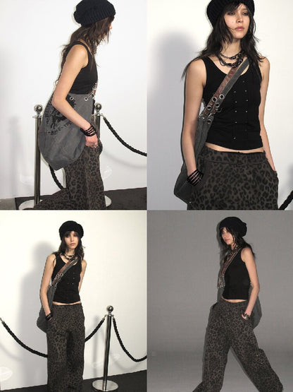 Leopard Print Studded Trousers【s0000016240】