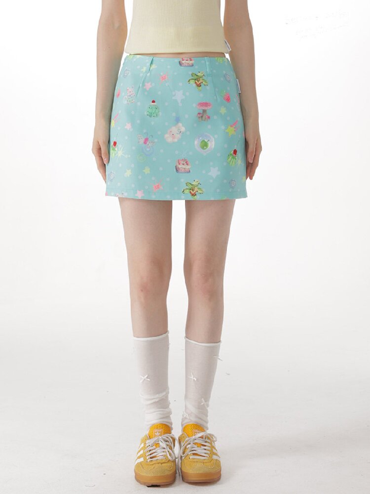 Summer Childlike Print Short Skirt【s0000017157】