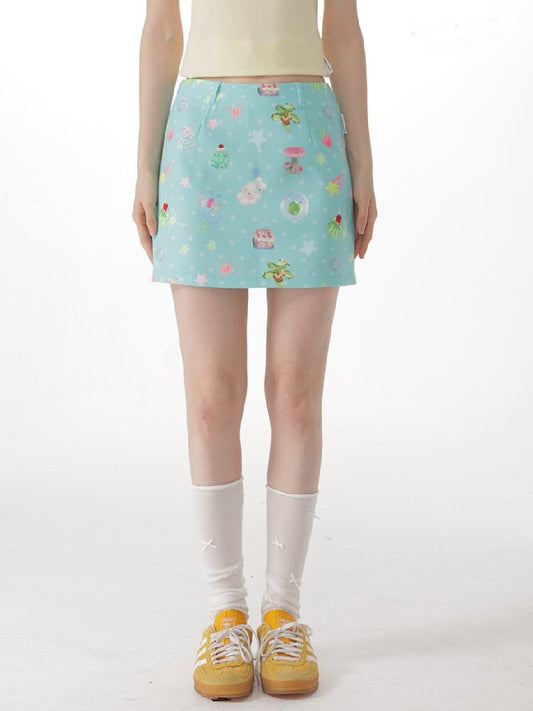 Summer Childlike Print Short Skirt【s0000017157】