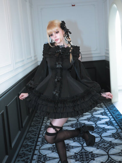 Satin Short Long Sleeve Skirt【s0000016389】