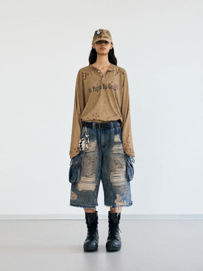 Splash Ink Print Long Sleeve Tee【s0000012471】