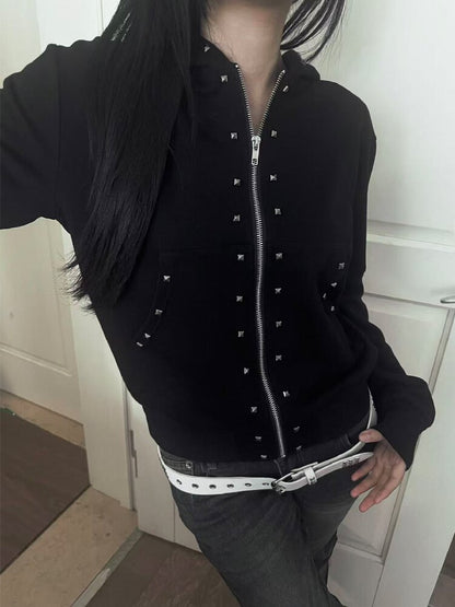 Hollow Wing Lace Cross Rivet Hoodie【s0000019268】