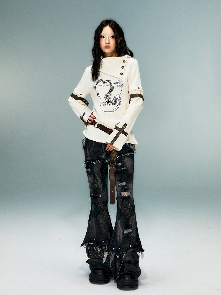 탈착식 긴 슬리브 니트 탑 [S0000011482]