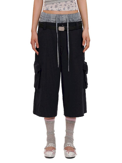 Drawstring waist casual mid-length pants【s0000012537】