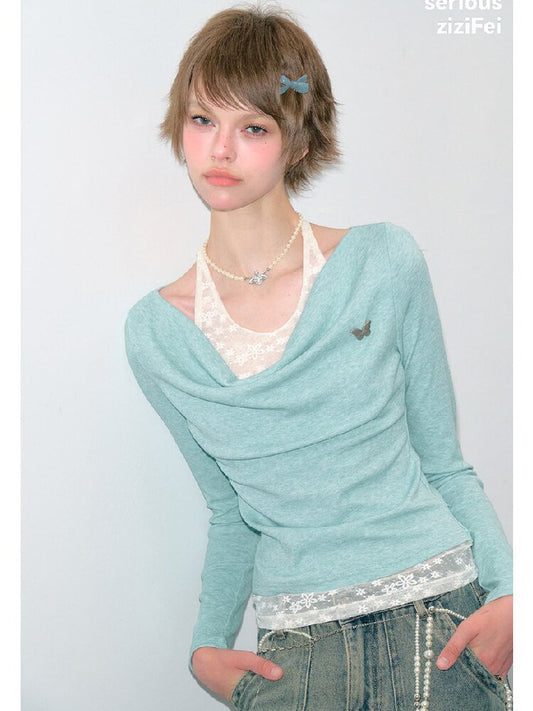 Gentle Swing Collar Knit Sweater Top【s0000017884】