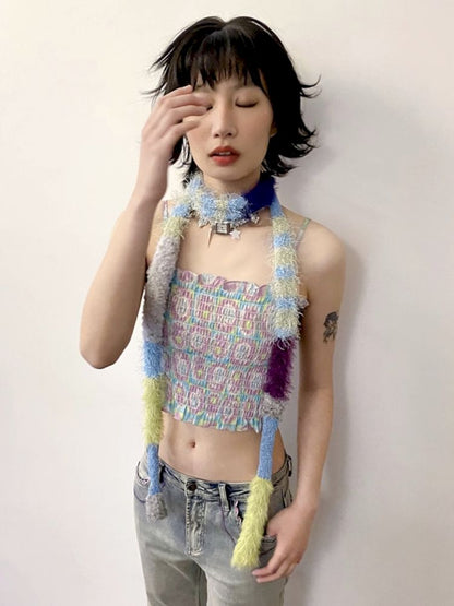 Patchwork weenie thin scarf【s0000012286】
