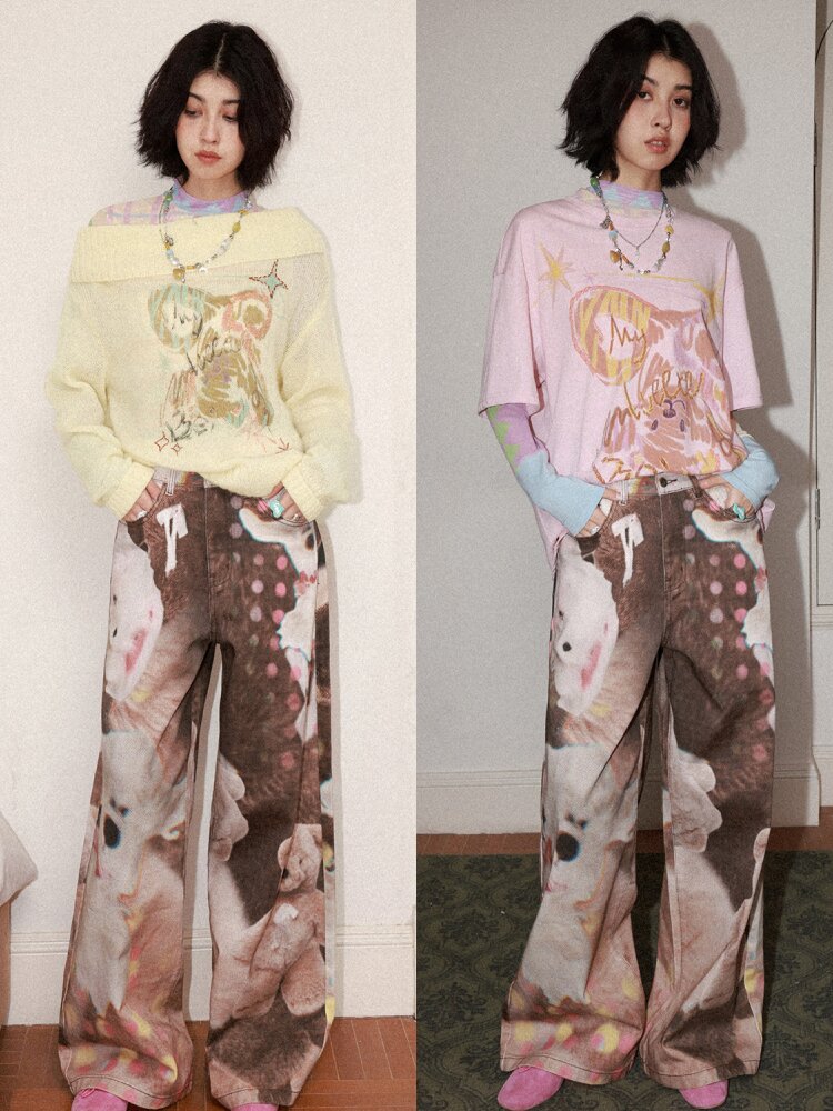 Geometric Print Skin Long Sleeve Tee【s0000015458】