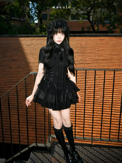 Gothic Vintage Waist Lace Dress【s0000016941】