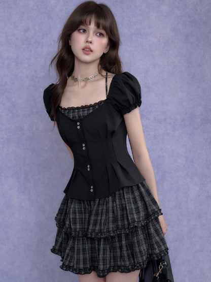 Halter Neck Faux Two Piece Dress【s0000017684】
