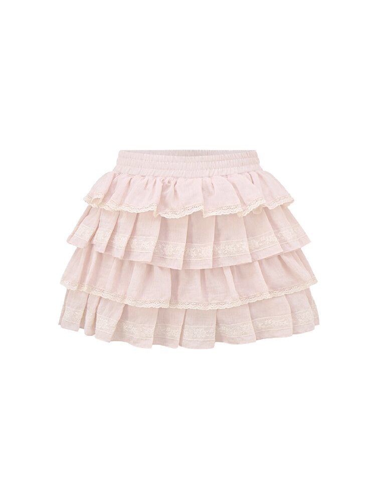 Peach Puff Sleeve Lace Collar Set【s0000016360】