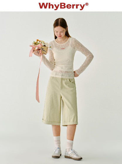 Lace round neck T-shirt【s0000011982】