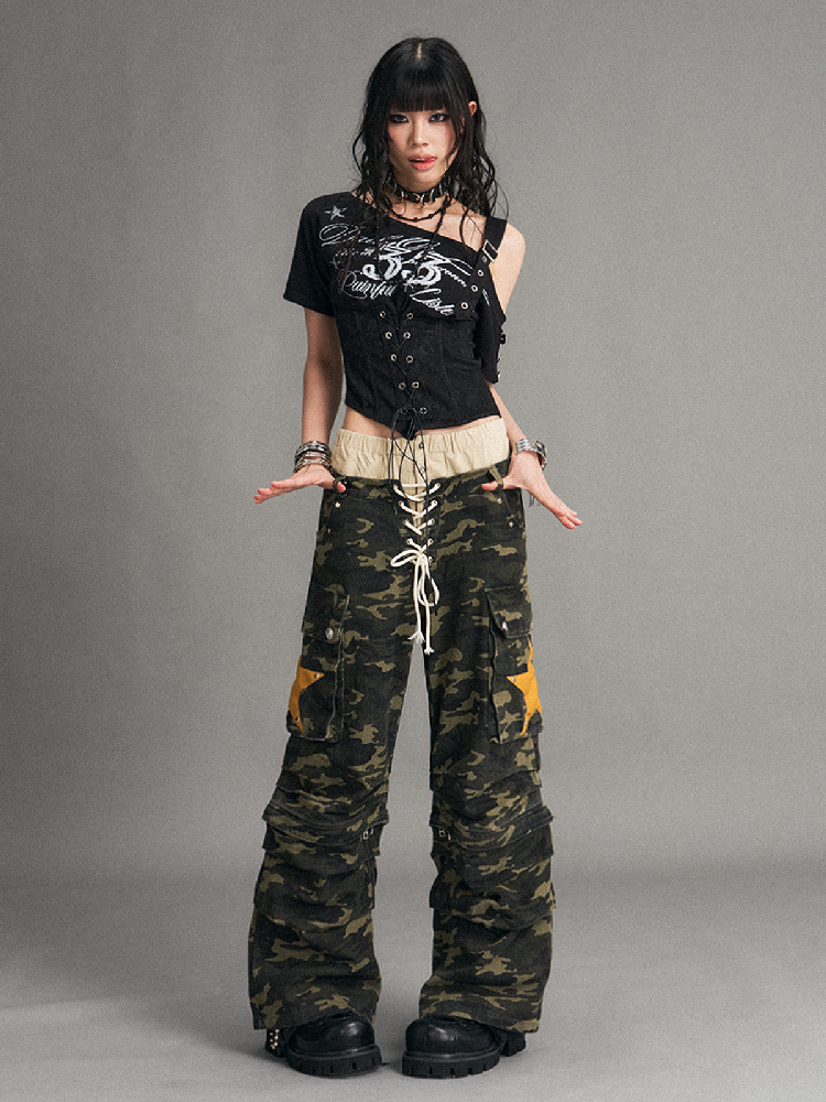 Double Waist Camouflage Wide Leg Pants【s0000017773】
