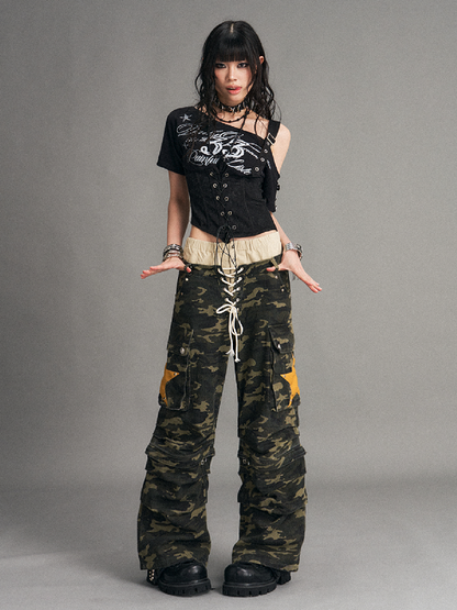 Double Waist Camouflage Wide Leg Pants【s0000017773】