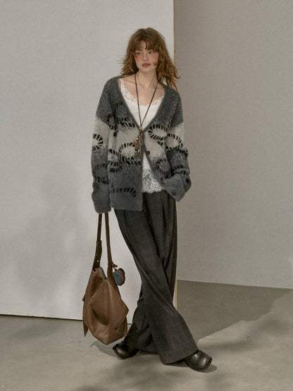 Oversized V-Neck Knit Cardigan【s0000014404】