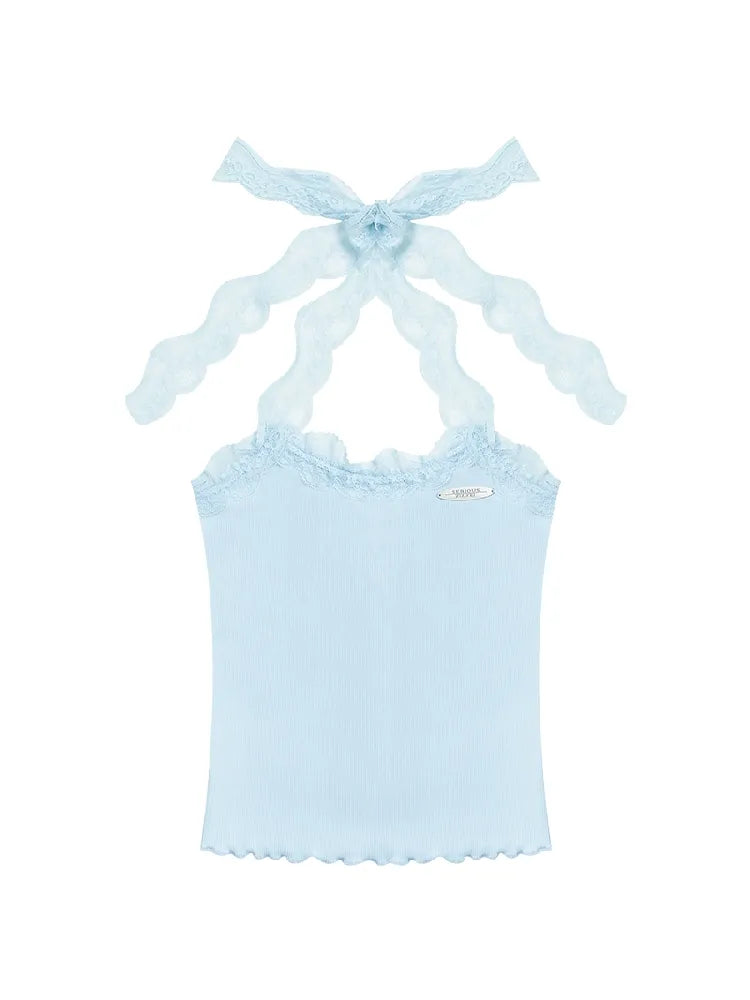 Lace Knit Hanging Neck Vest Camisole【s0000011678】