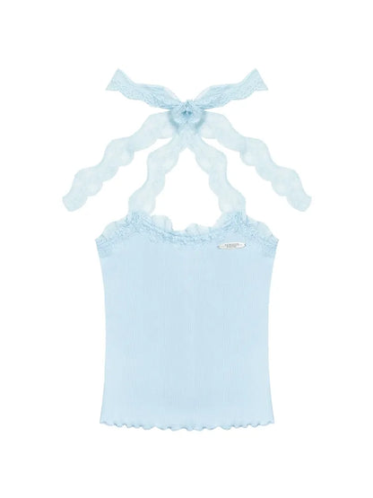Lace Knit Hanging Neck Vest Camisole【s0000011678】