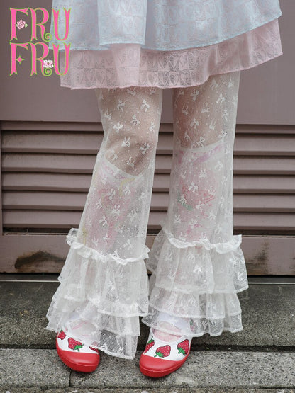 Bow Lace Versatile Flared Pants【s0000017761】