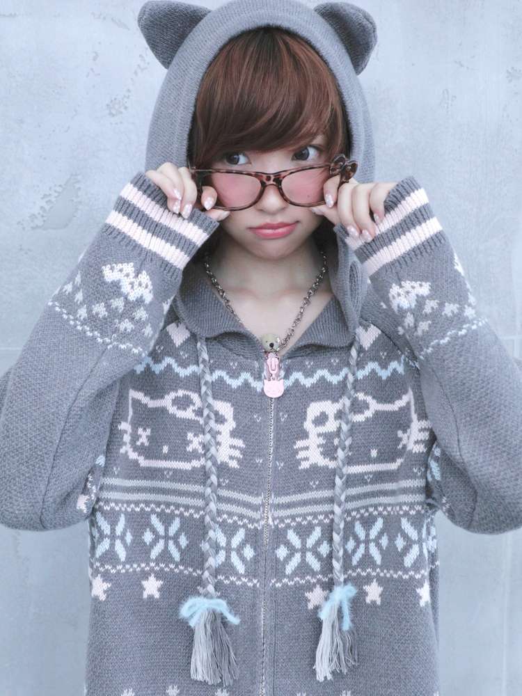 Ghost Horse Grey Fair Isle Hooded Jacket【s0000014697】
