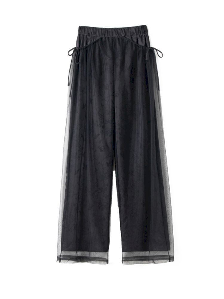 Jacquard mesh double wide-leg pants【s0000013595】