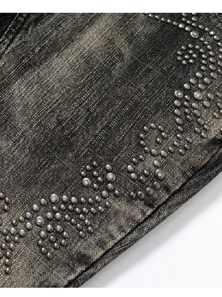 Rhinestone Three-Quarter Jeans【s0000017983】