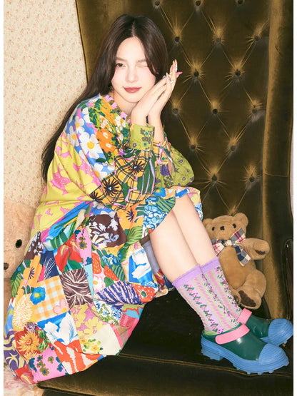 Patchwork Floral Print Skirt【s0000014148】