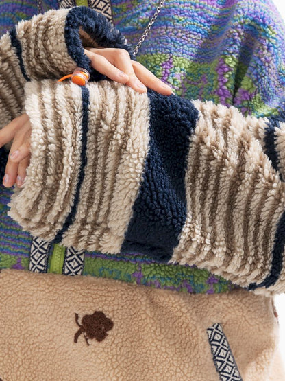 패치 워크 Lambswool 두꺼운 느슨한 재킷 [S0000011310]