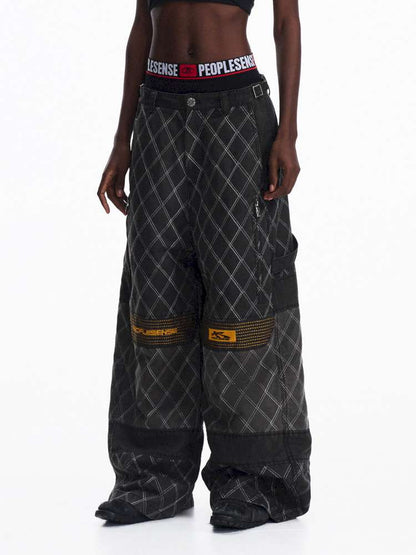 PU Distressed Diamond Cargo Pants【s0000015175】