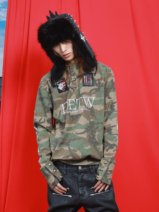 Rusty Wolf Head Print Slim Sweatshirt【s0000019106】