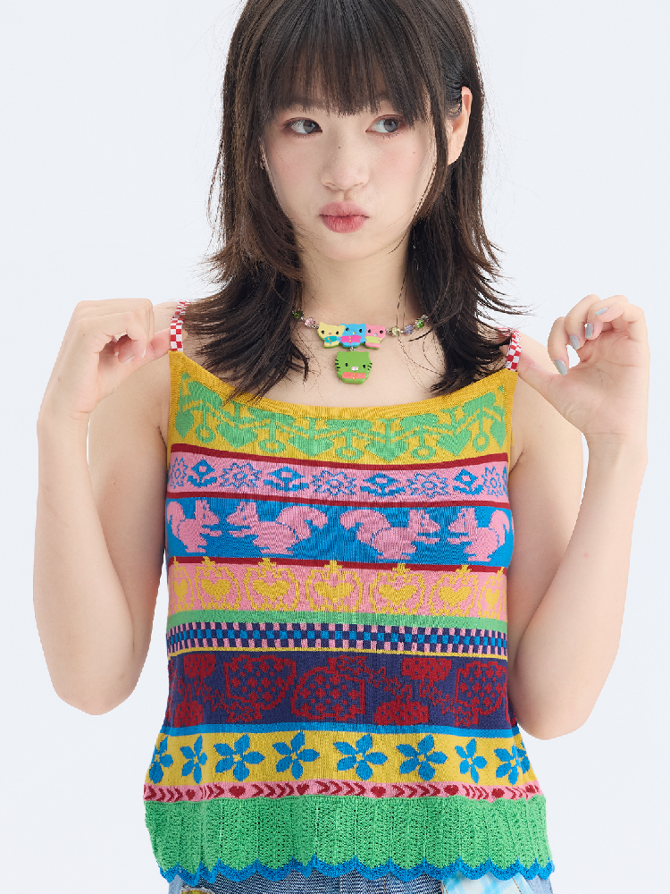 Fair Isle Knitted Suspender Dress【s0000017692】