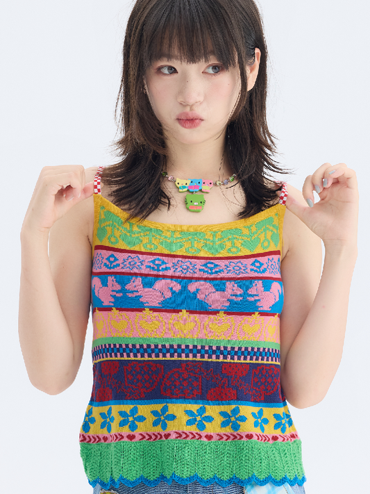 Fair Isle Knitted Suspender Dress【s0000017692】