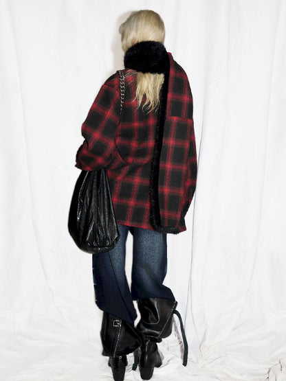 REVERSIBLE SCARF + RED PLAID SHIRT [S0000010950]