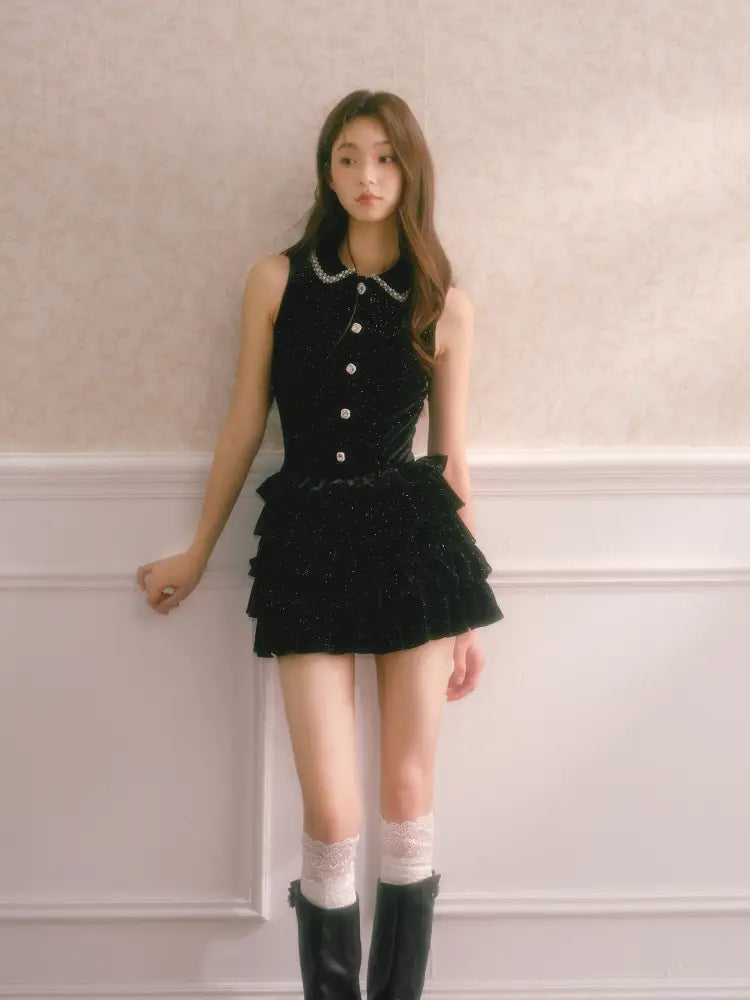 Ruffled Waistband Skirt-Pants Puffy Dress【s0000014338】