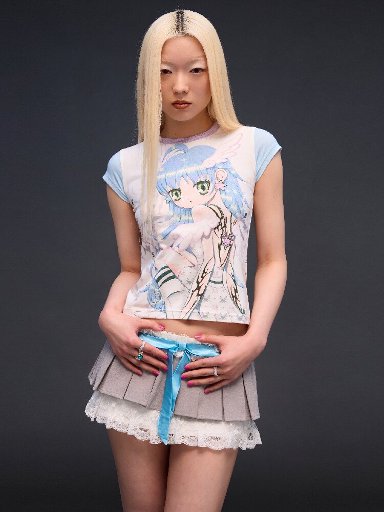 Angel Girl Printed Slim T-Shirt【s0000017289】