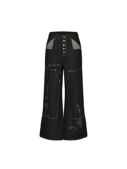 Stud Washed Two Tone Raw Jeans【s0000016398】