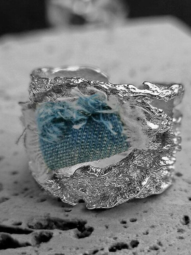 Futuristic Denim Silver Open Ring【s0000018816】