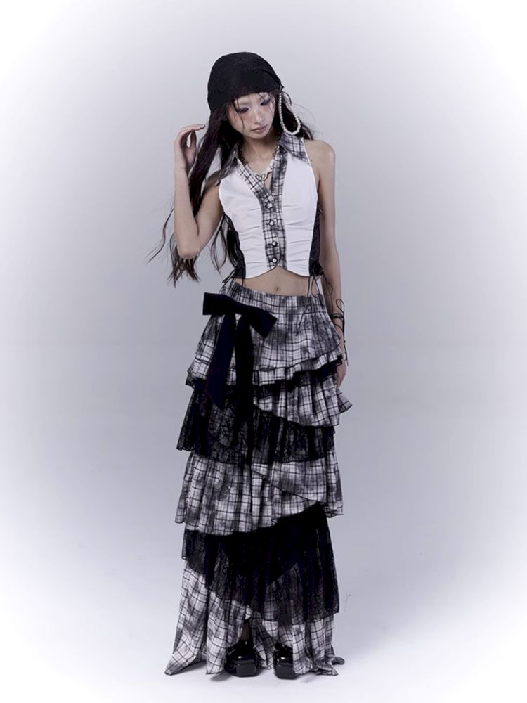 Plaid model splicing shirt【s0000012374】