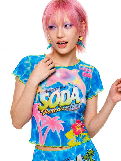 Mesh Short Sleeve Mermaid Dress【s0000017519】