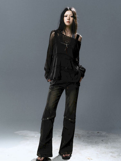 Raglan Cutout Knit Cowl Top【s0000012640】